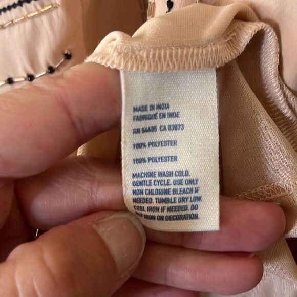 American Eagle Cream Blush Beaded Summer Dress Size 4 - Picture 8 of 9